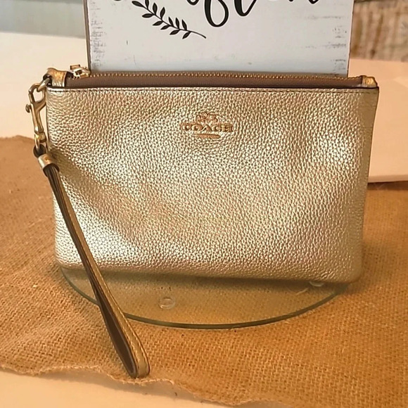 Coach gold wristlet - Picture 1 of 6